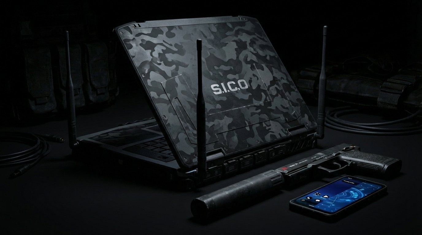 S.I.C.O camouflage ruggedized field laptop prototype